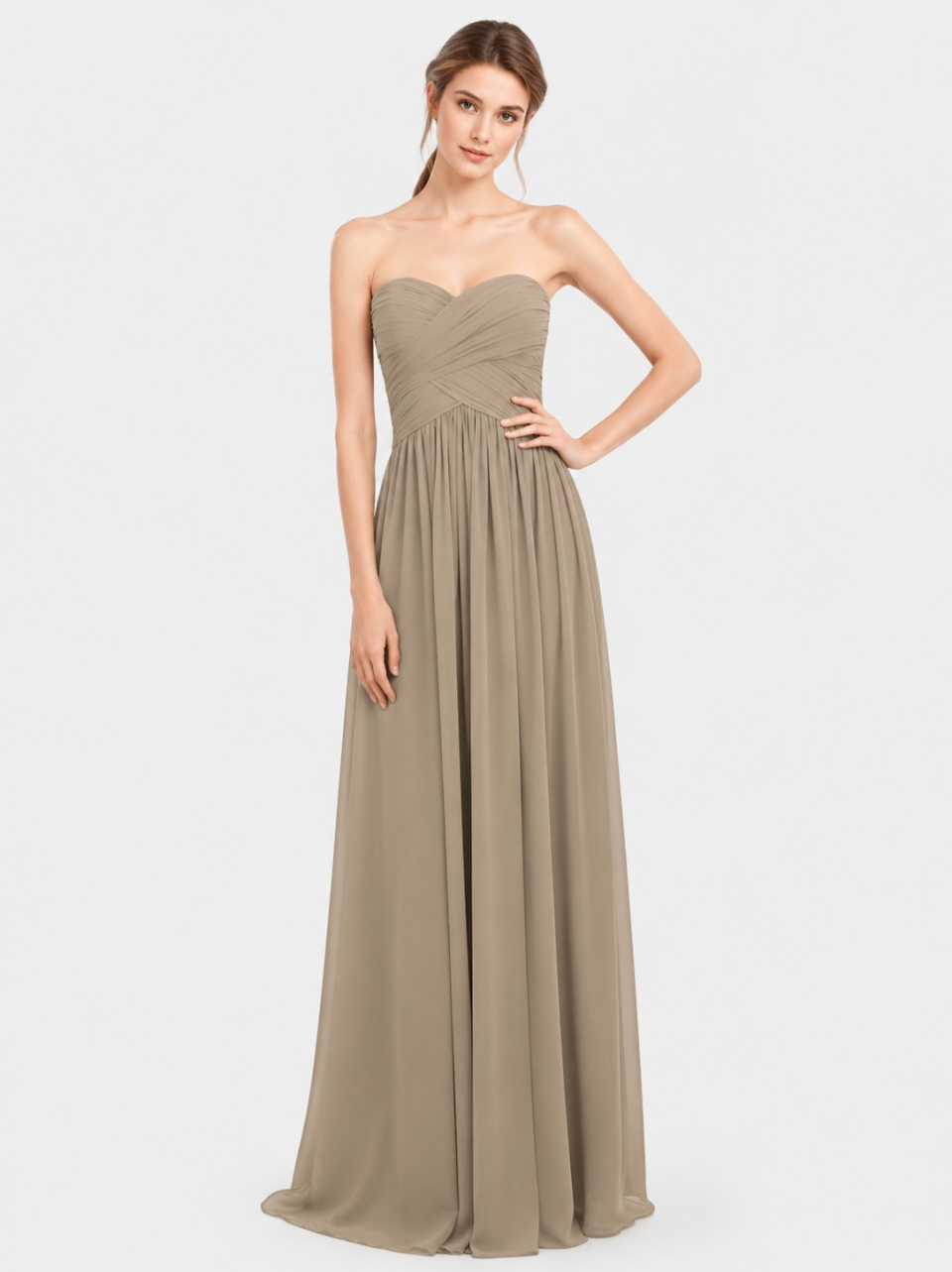 chiffon bridesmaid dresses long_cappuccino