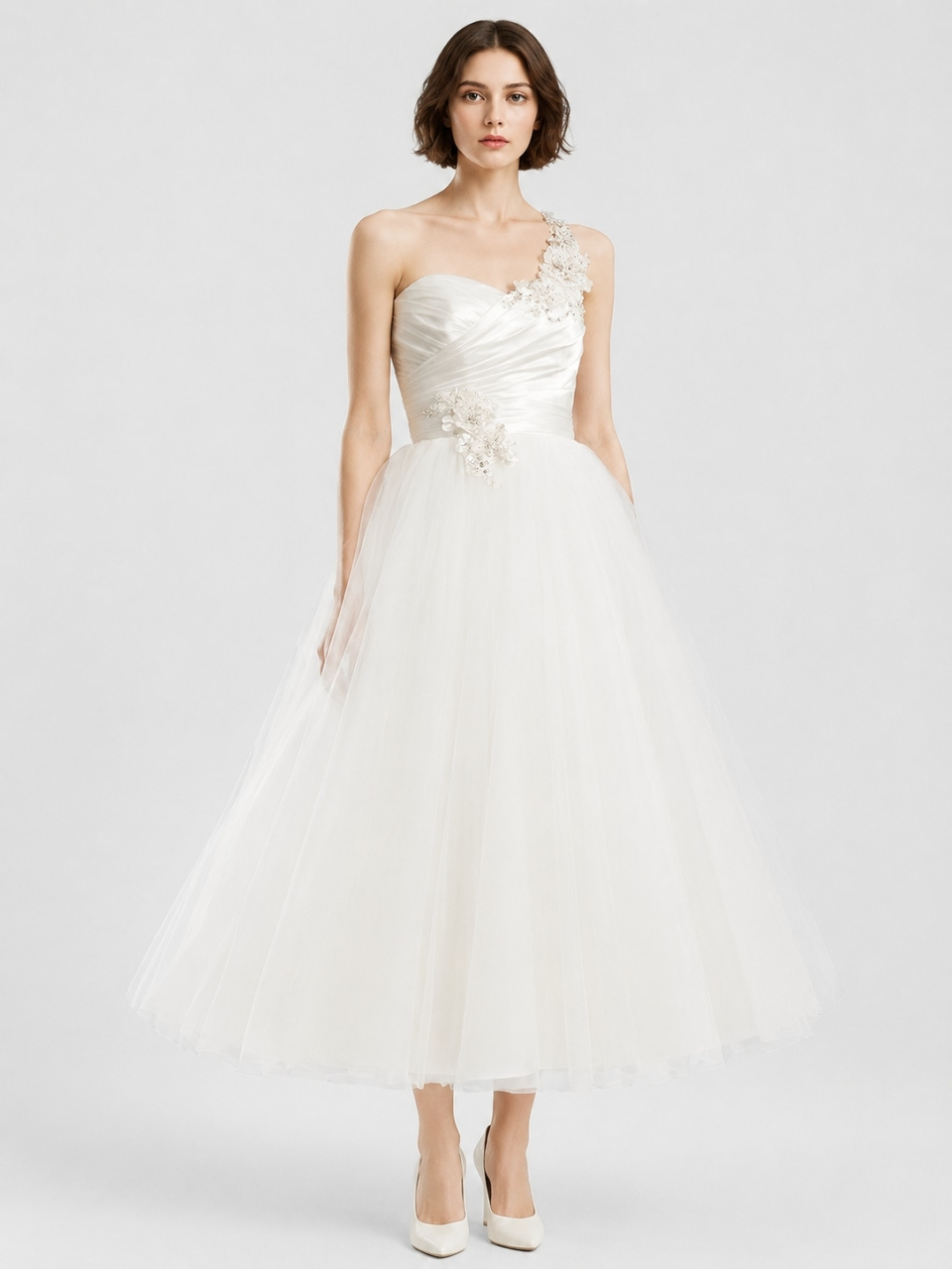 Longueur du thé robe de mariée