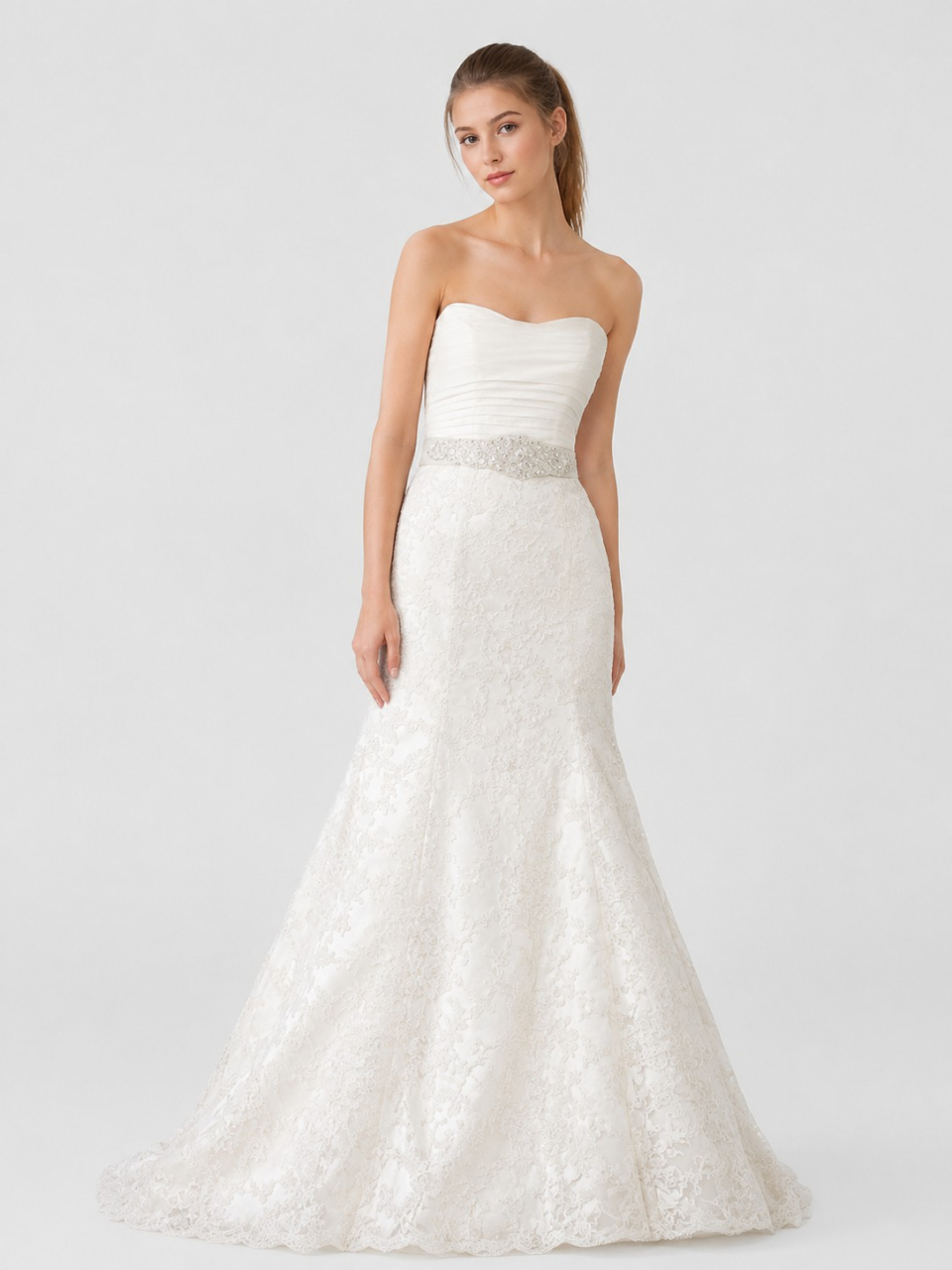 Einbau Spitze Hochzeitskleid