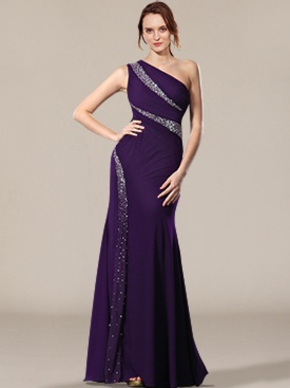 Floor Length Chiffon Evening Dress_Grape