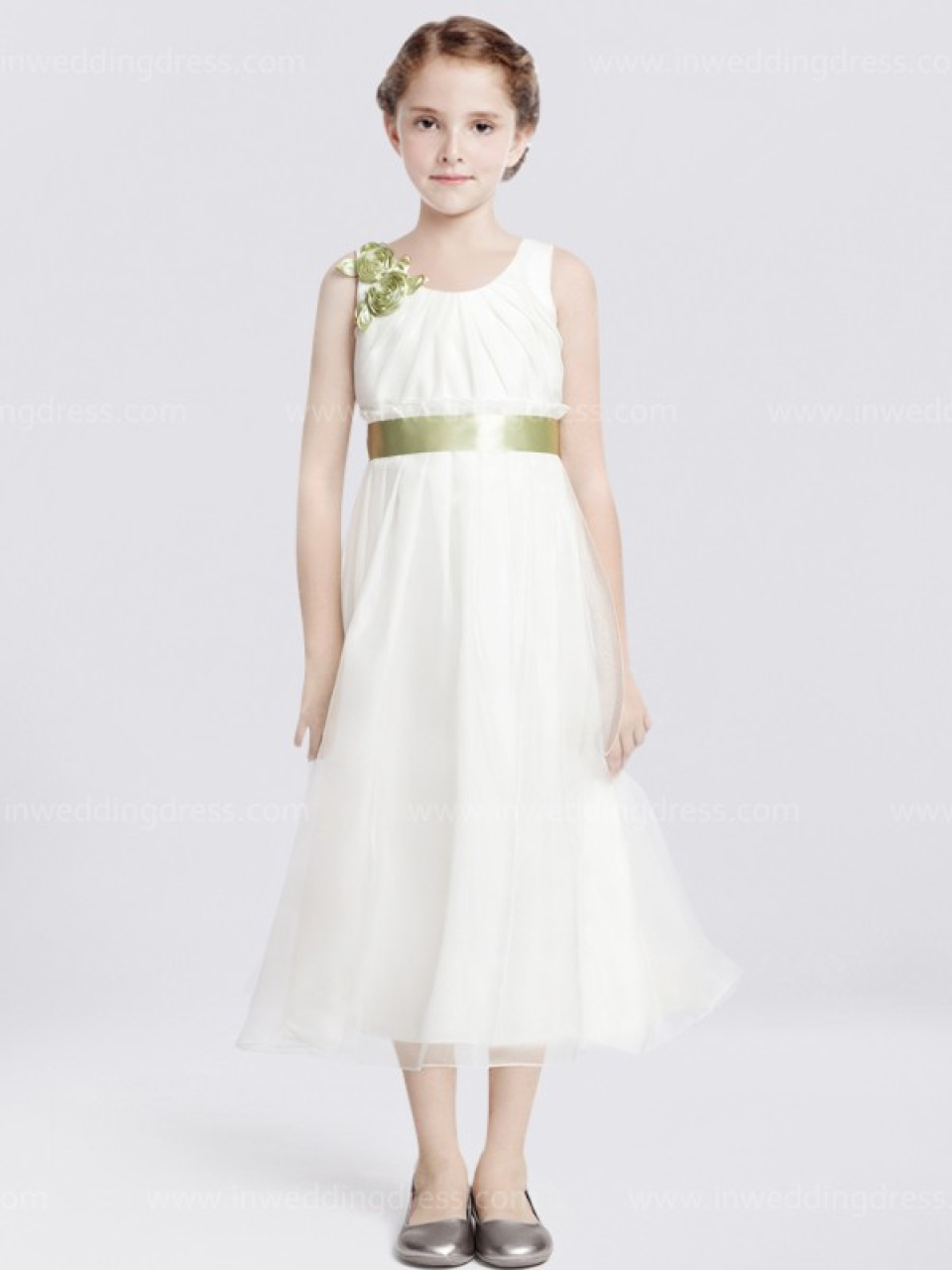 cheap flower girl dresses_White / Pistachio