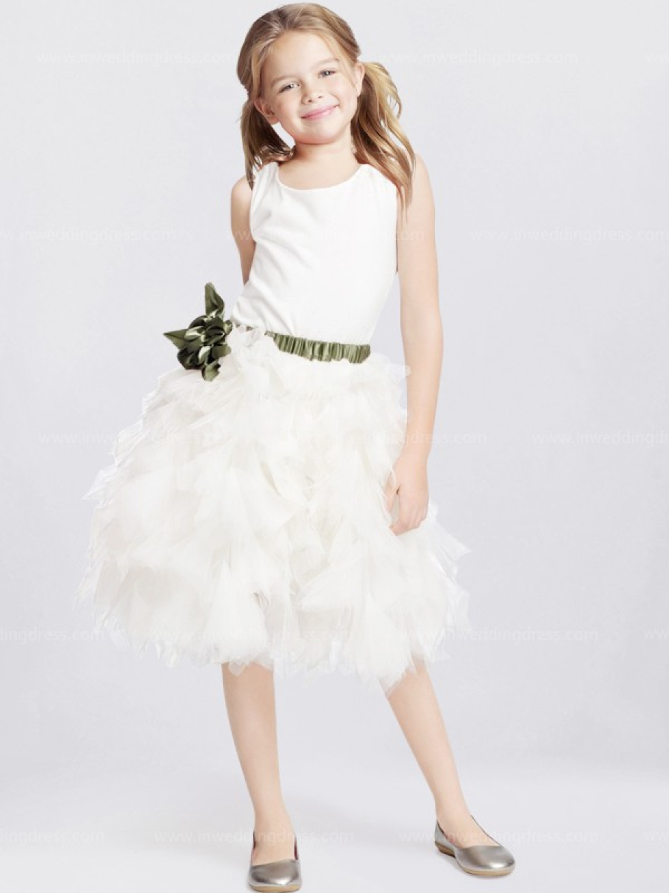 Cheap Flower Girl Dresses_Light Ivory / Celadon