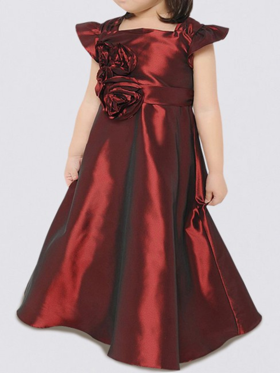 eine Linie Blumenmädchen Kleid_Claret