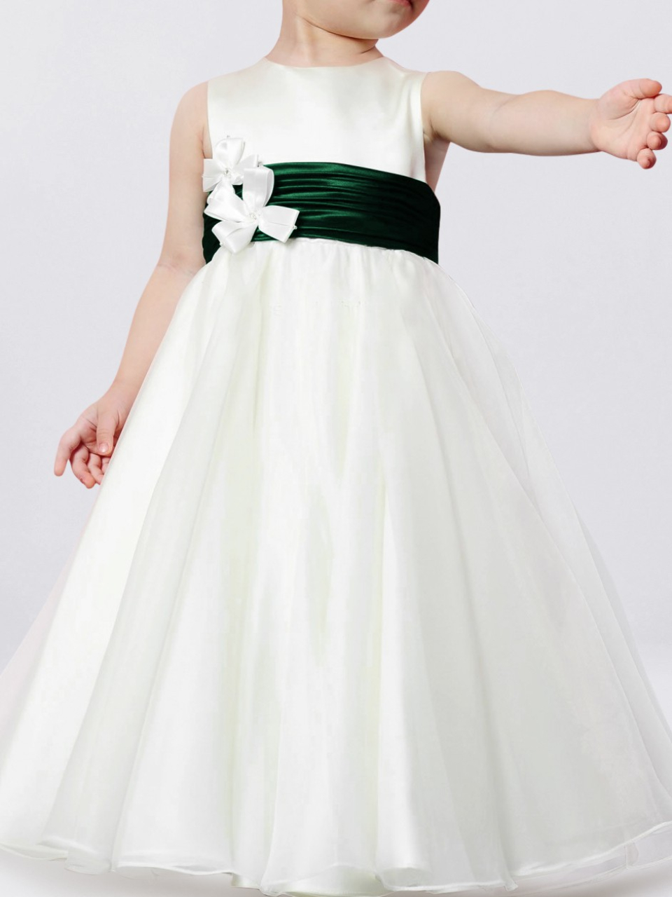 flowers girl dresses_Light Ivory/Hunter