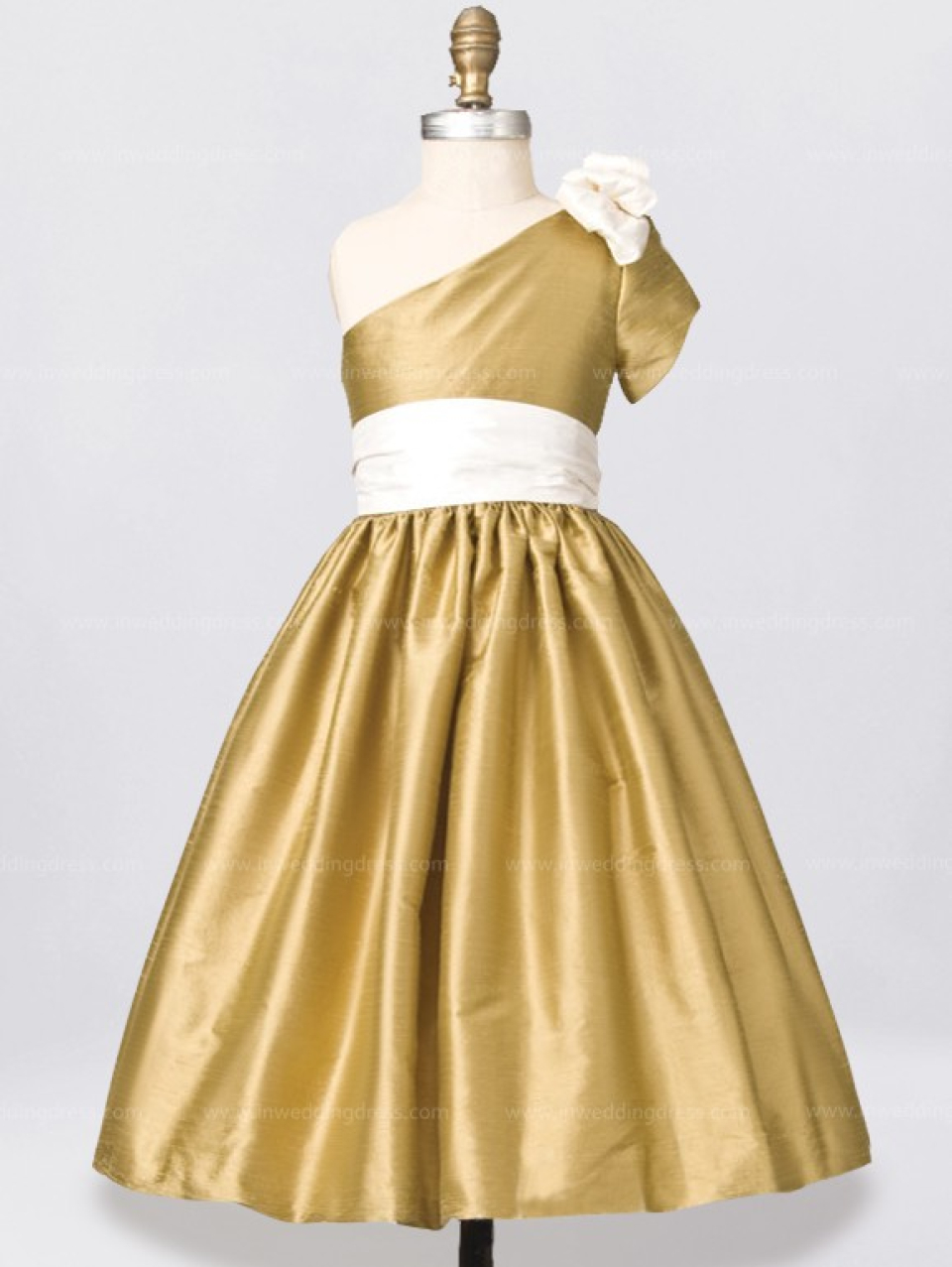 Long Flower Girl Dresses_Harvest Gold/Ivory