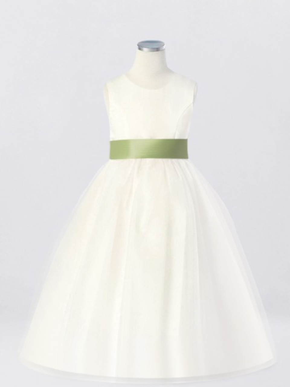 Simple Flower Girl Dresses_Light Ivory/Pistachio