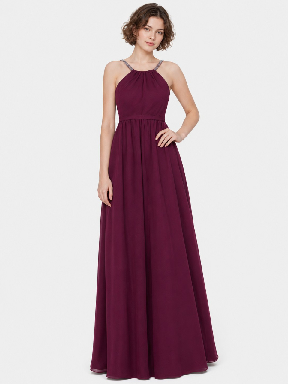 halter bridesmaid dresses_Berry