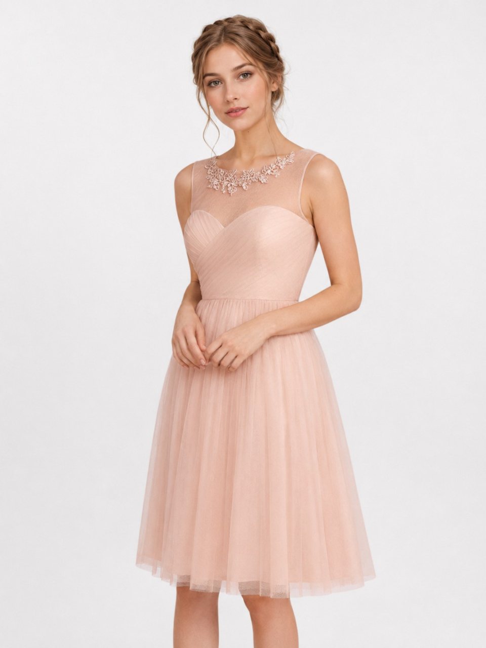 Longueur au genou robe de demoiselle_Blush