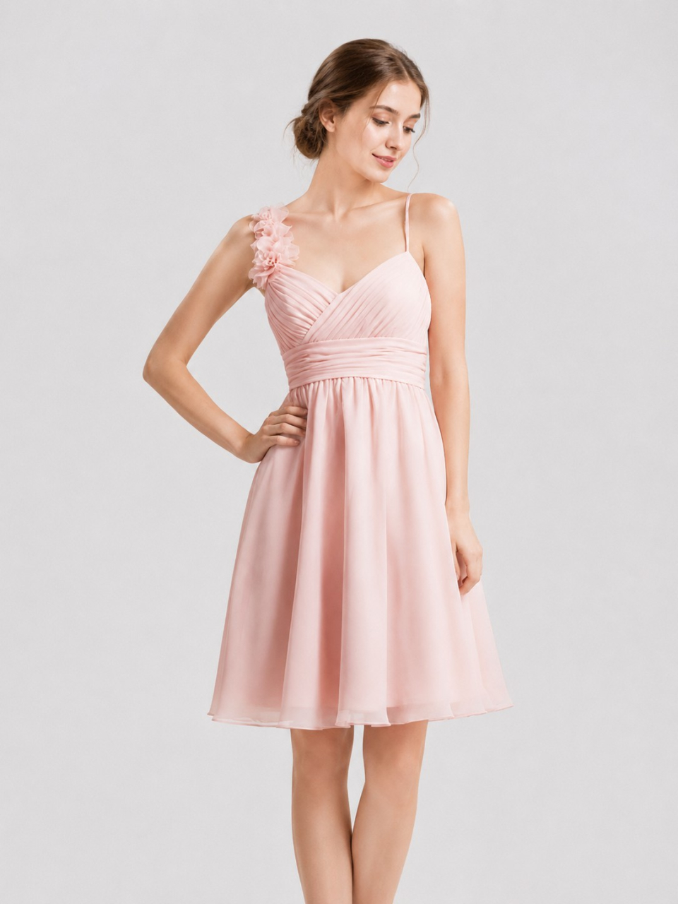 knee length bridesmaid dresses_Peach Fizz