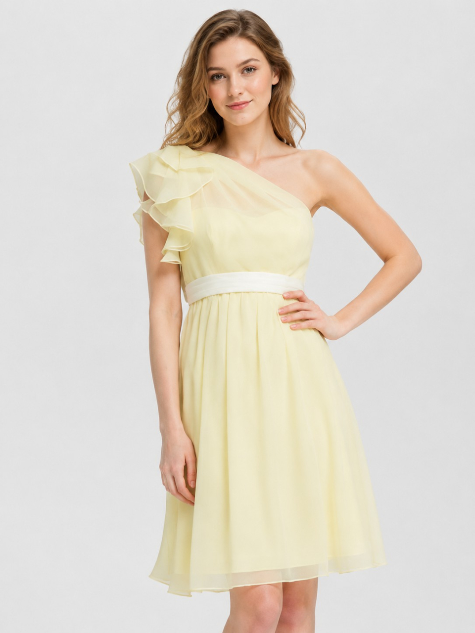 robes de demoiselle d'honneur au genou_Butter/Ivory