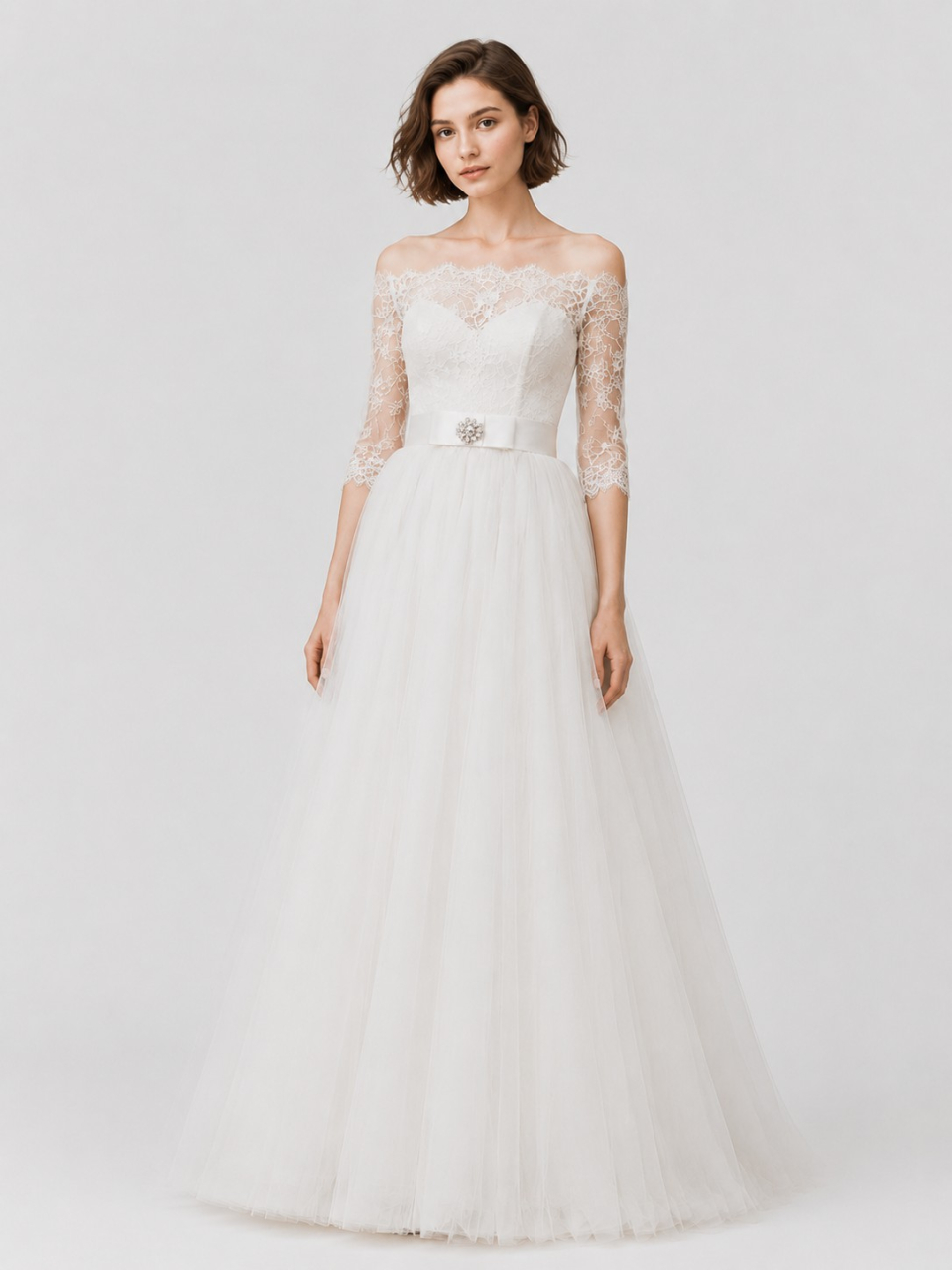 robe manches de mariée en dentelle