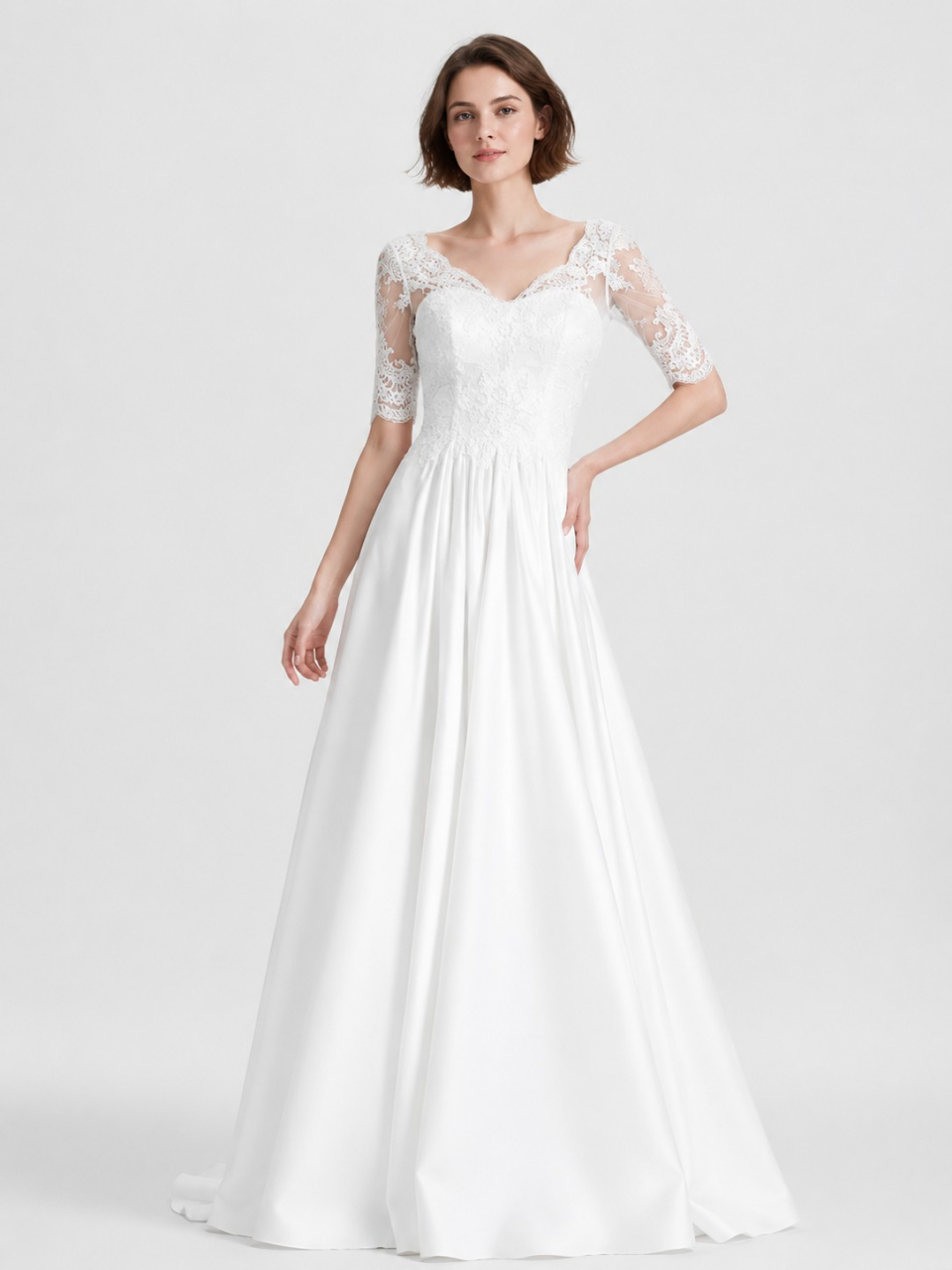 robe manches en dentelle de mariage