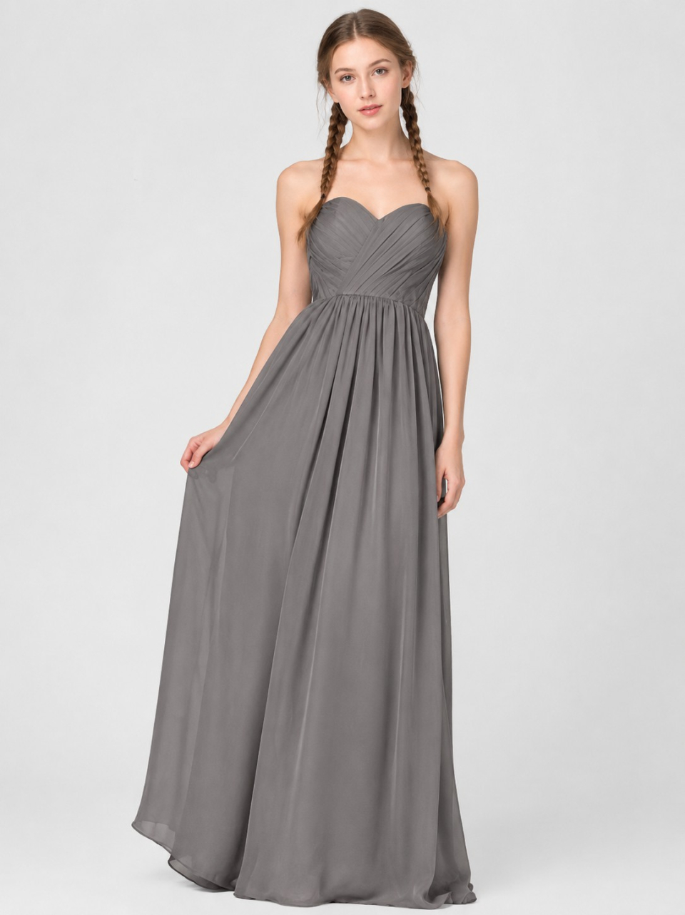 Longue robe de demoiselle d'honneur_Charcoal