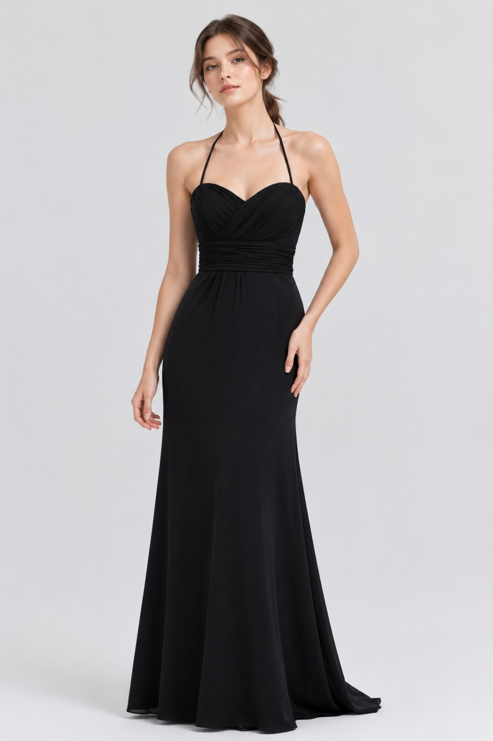 longue robe de demoiselle d'honneur_Black