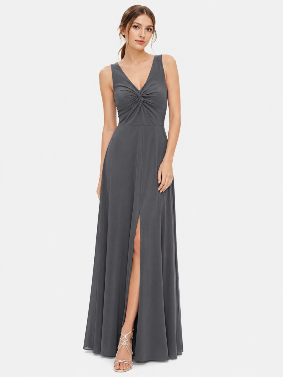 long bridesmaid dress_Charcoal