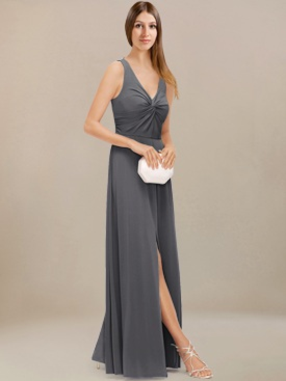 long bridesmaid dress_Charcoal