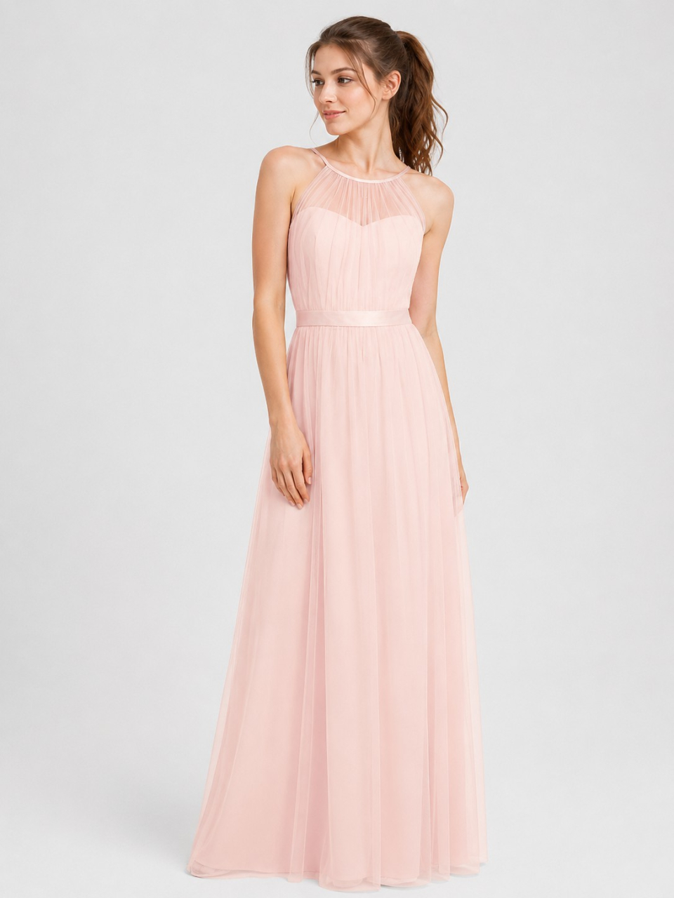 long bridesmaid dress_pink