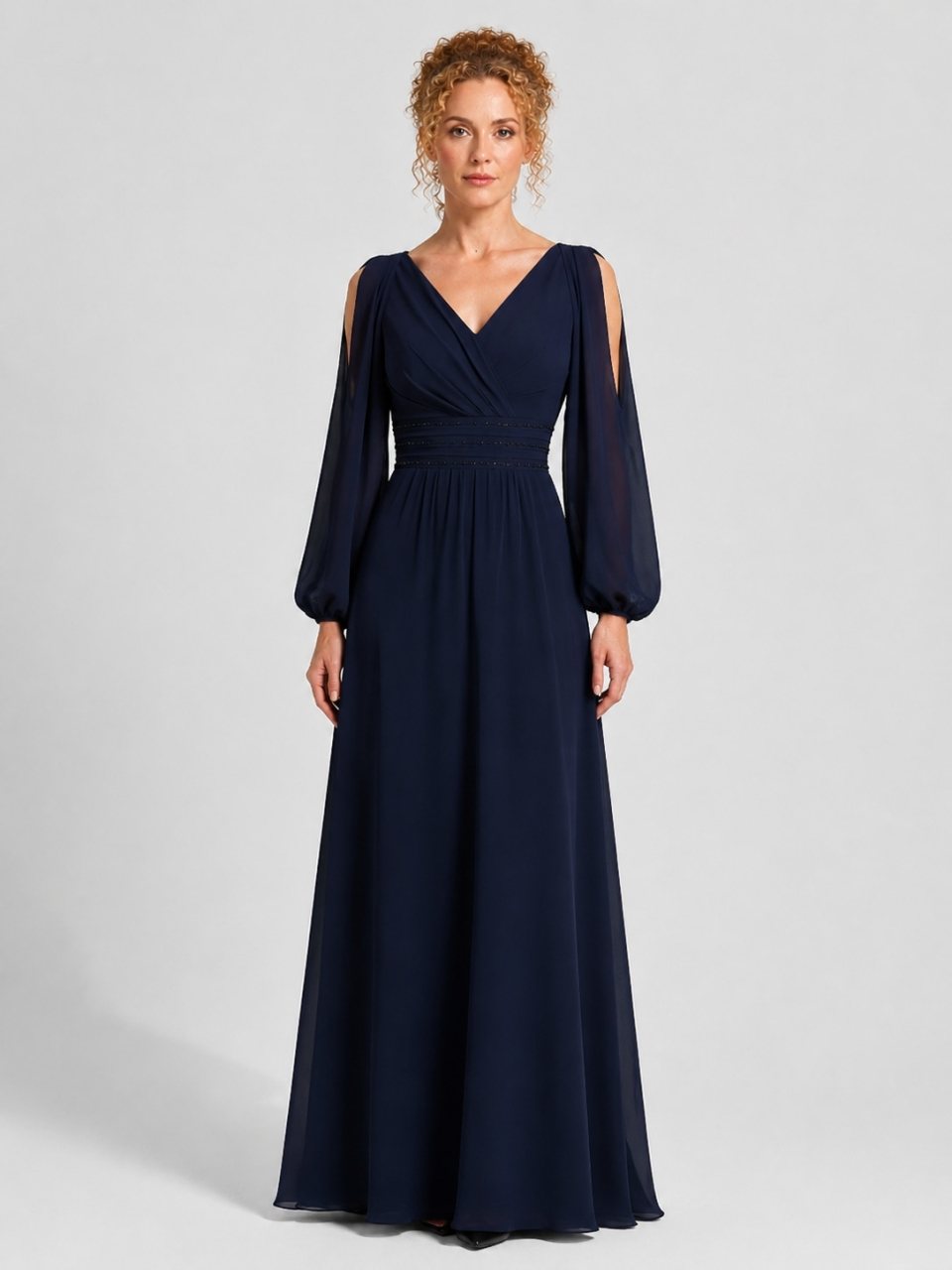long-sleeve mother of the bride dress