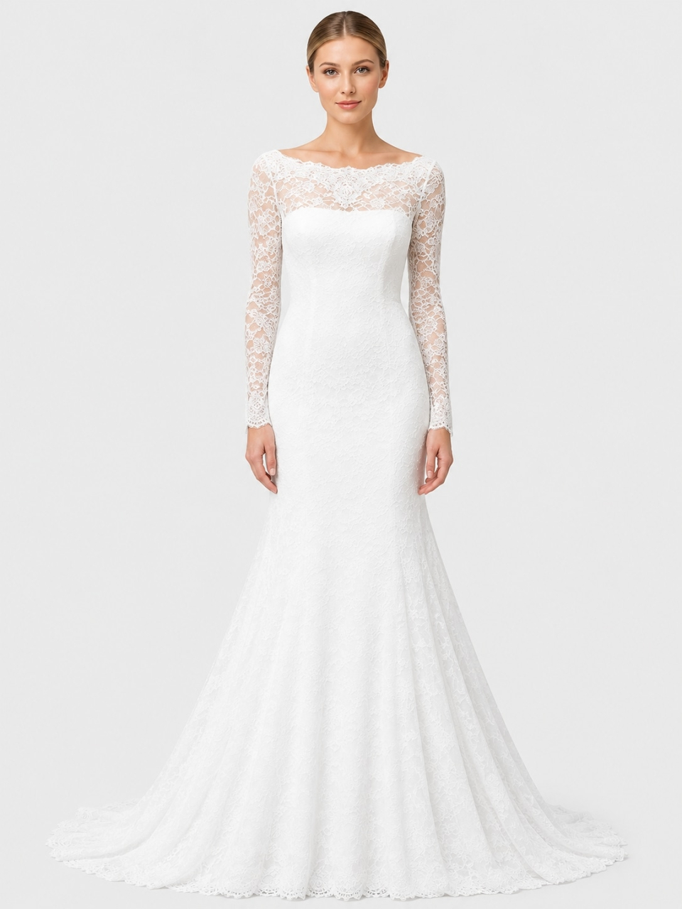 long sleeves lace wedding dress