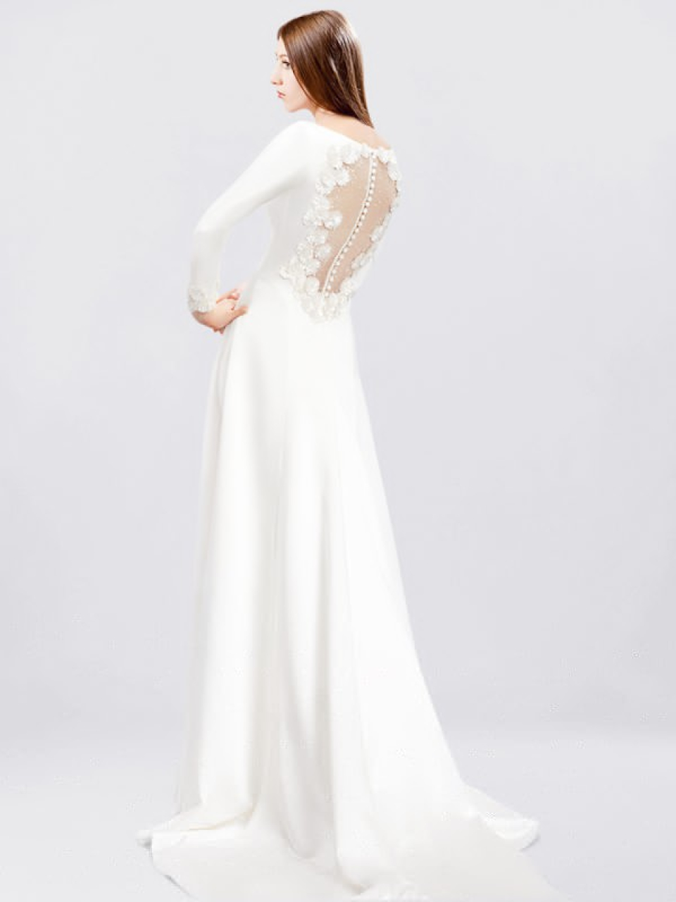 long sleeves simple wedding dress
