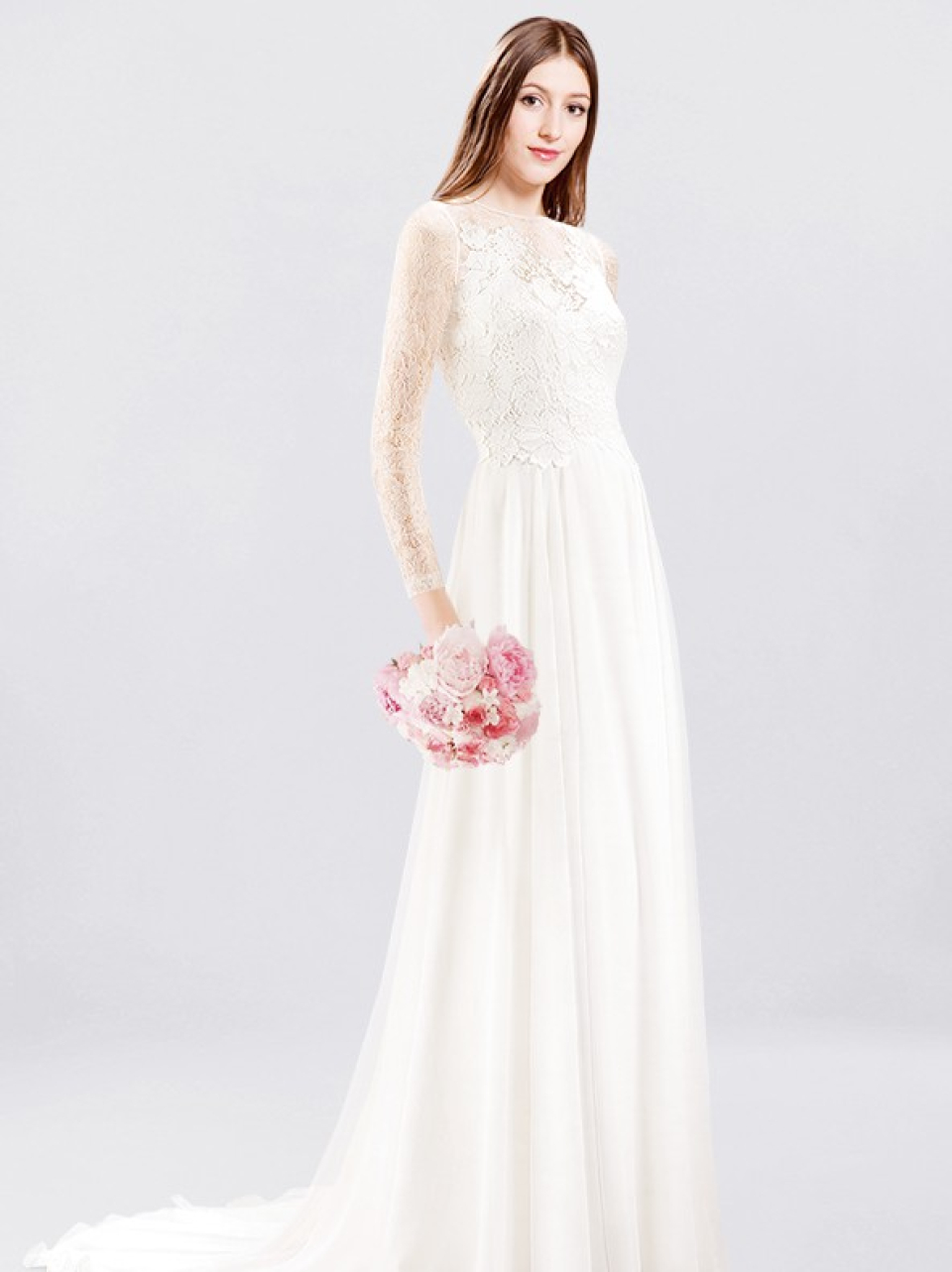 langen Ärmeln Hochzeitskleid