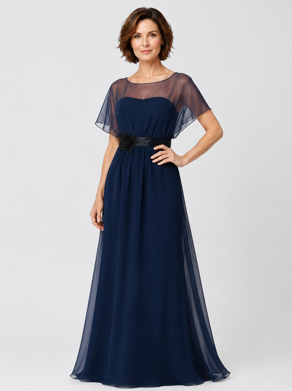 modern mother of the bride dress_Blue Pastel/Black