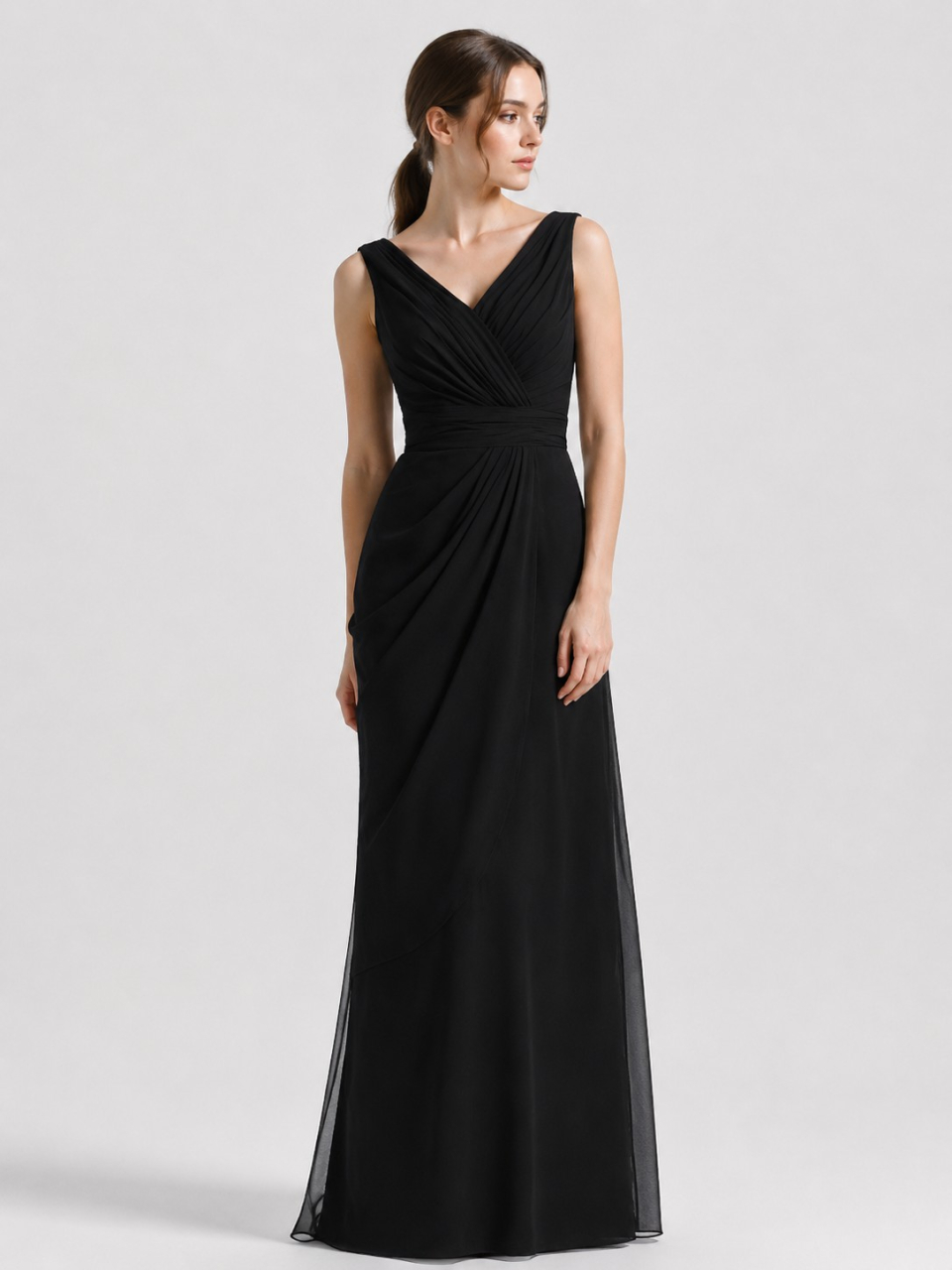 robe de demoiselle d'honneur modeste_Black