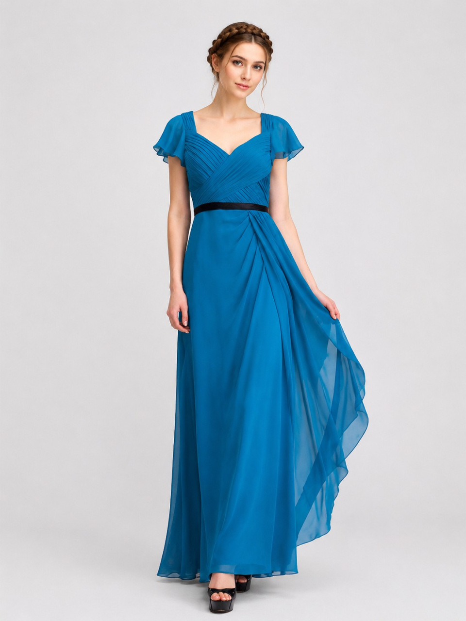 robes de demoiselle d'honneur modestes_Marine Blue/Black