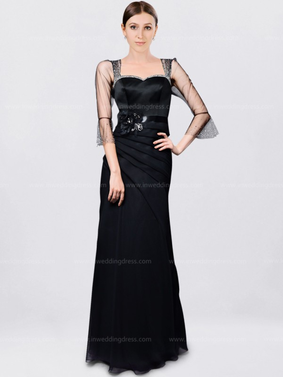 modest mother of the bride dress_Black