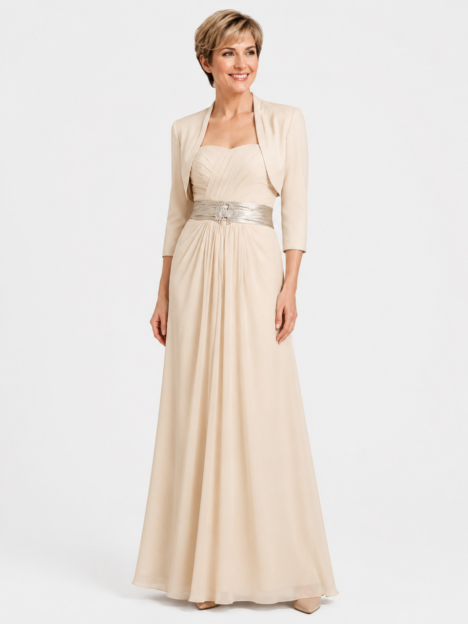 mother of bride dress_Champagne/Platinum