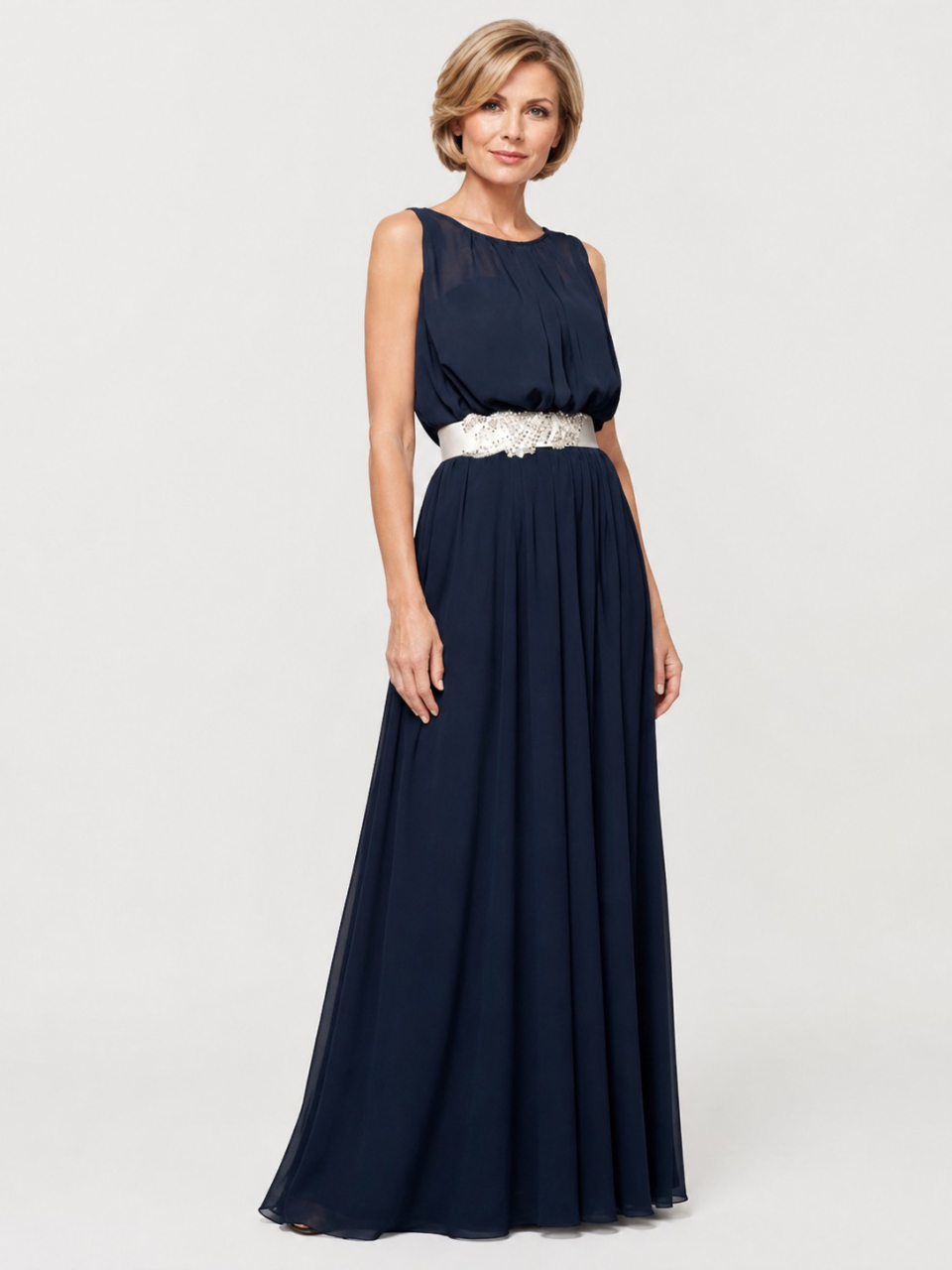 mother of the bride dress_Navy/White