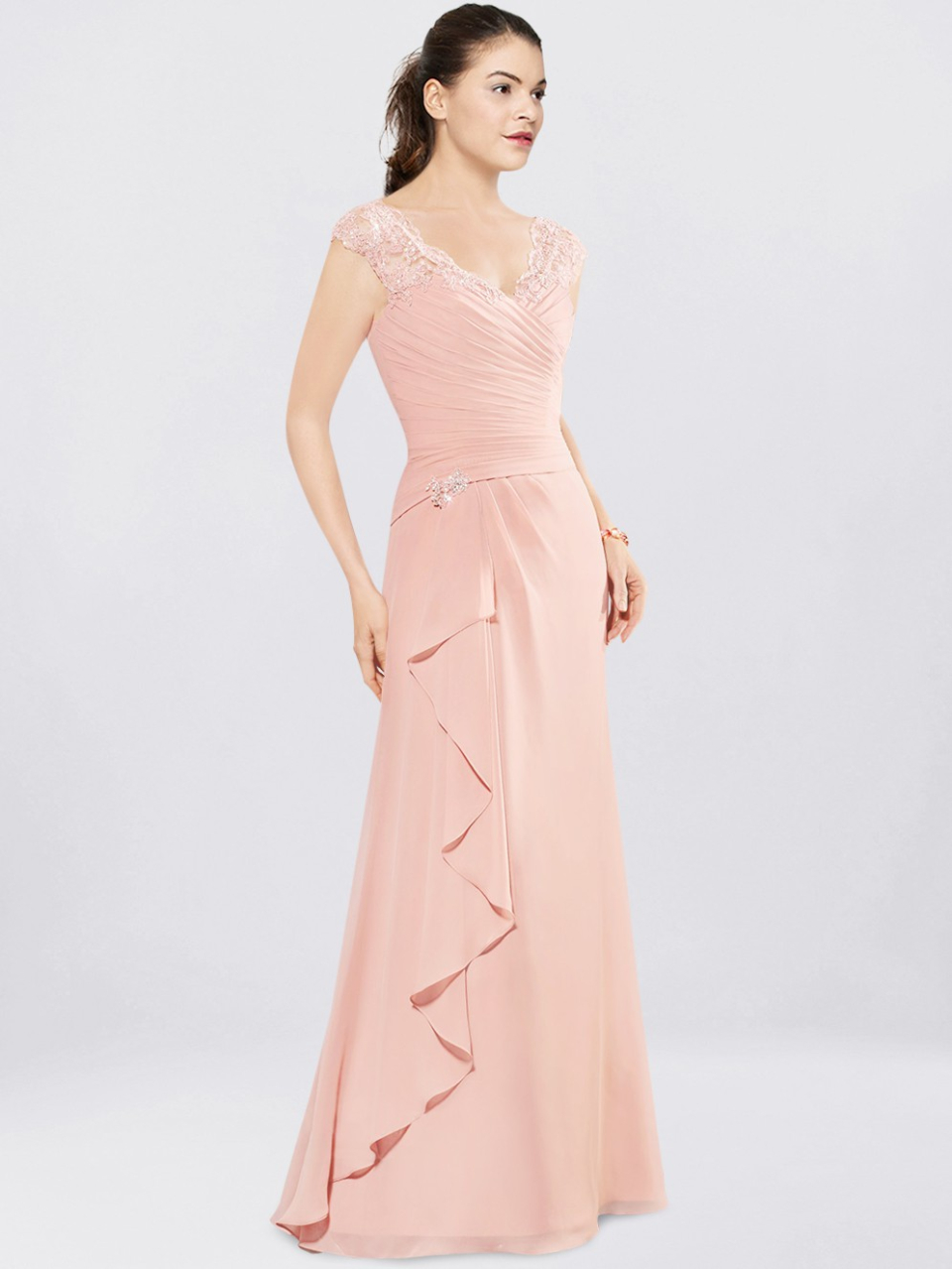 chiffon mother of the bride dress_Peach Fizz