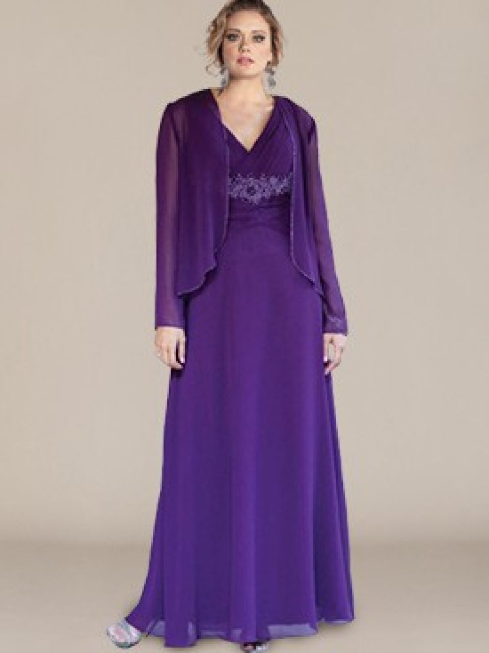Chiffon Mother of the Bride Dress_Eggplant
