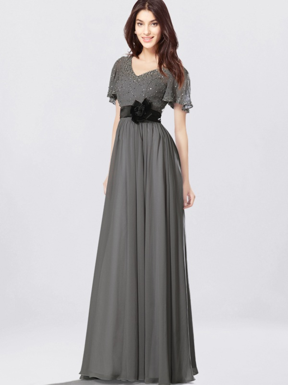 beach mother of the bride gowns_Charcoal/Black