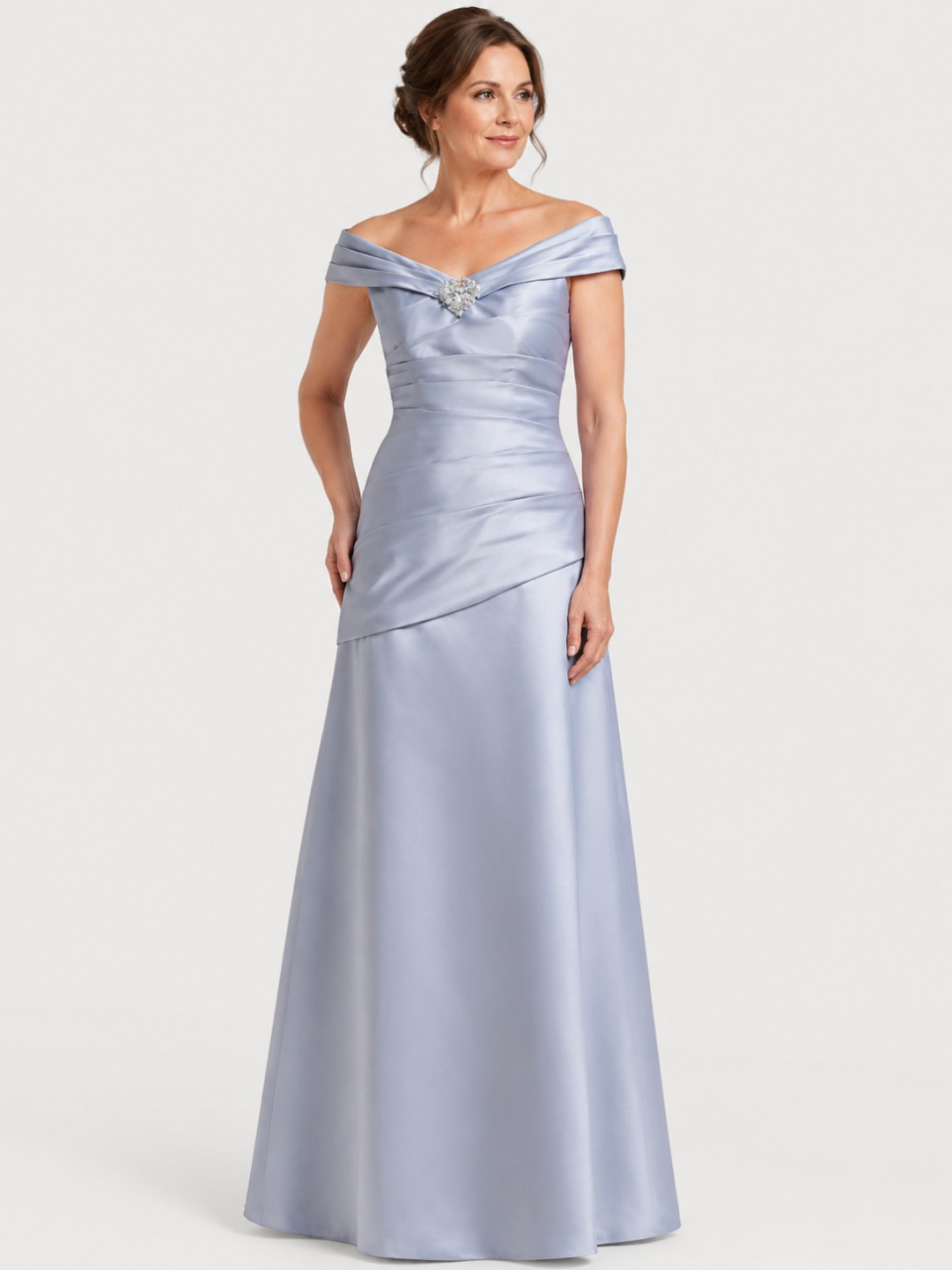 off-the-shoulder mother of the bride dress_Lavender