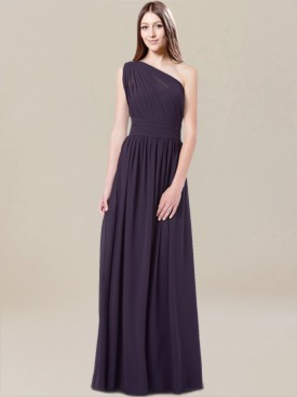 one shoulder bridesmaid dress_eggplant