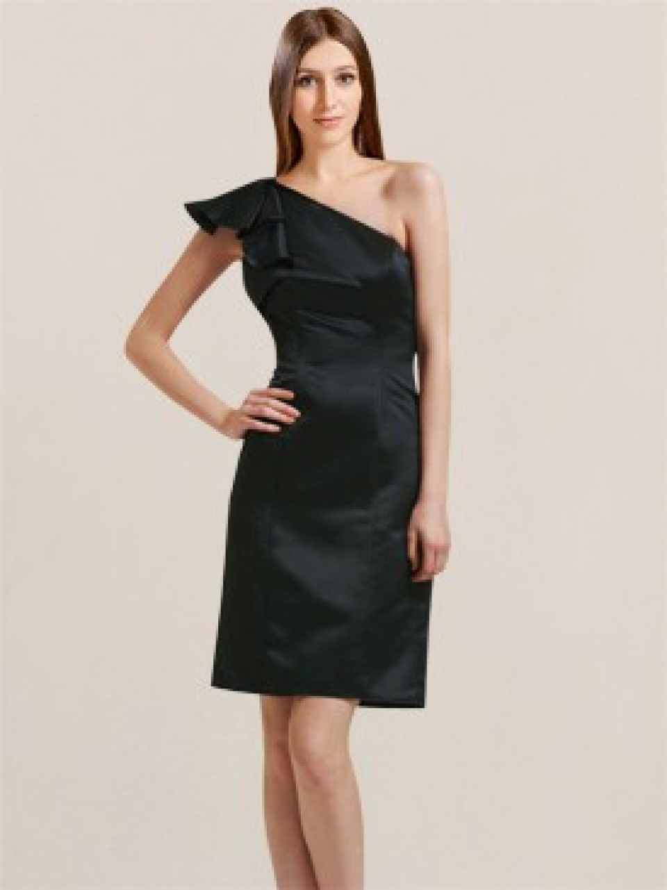 one shoulder bridesmaid dresses_Black