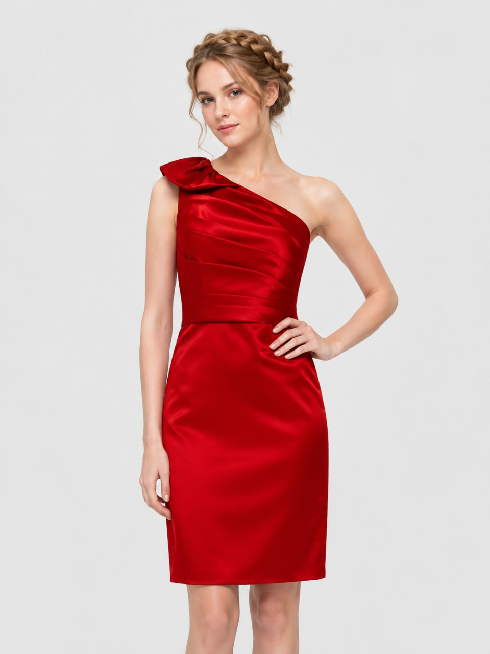 une épaule robes de demoiselle d'honneur_Cherry