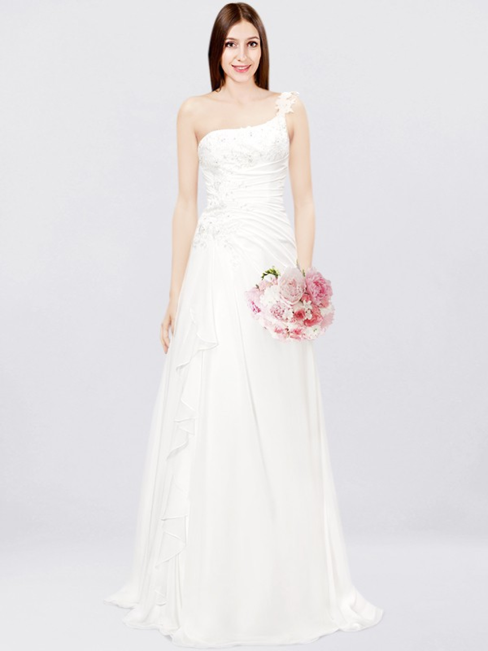one shoulder wedding dress