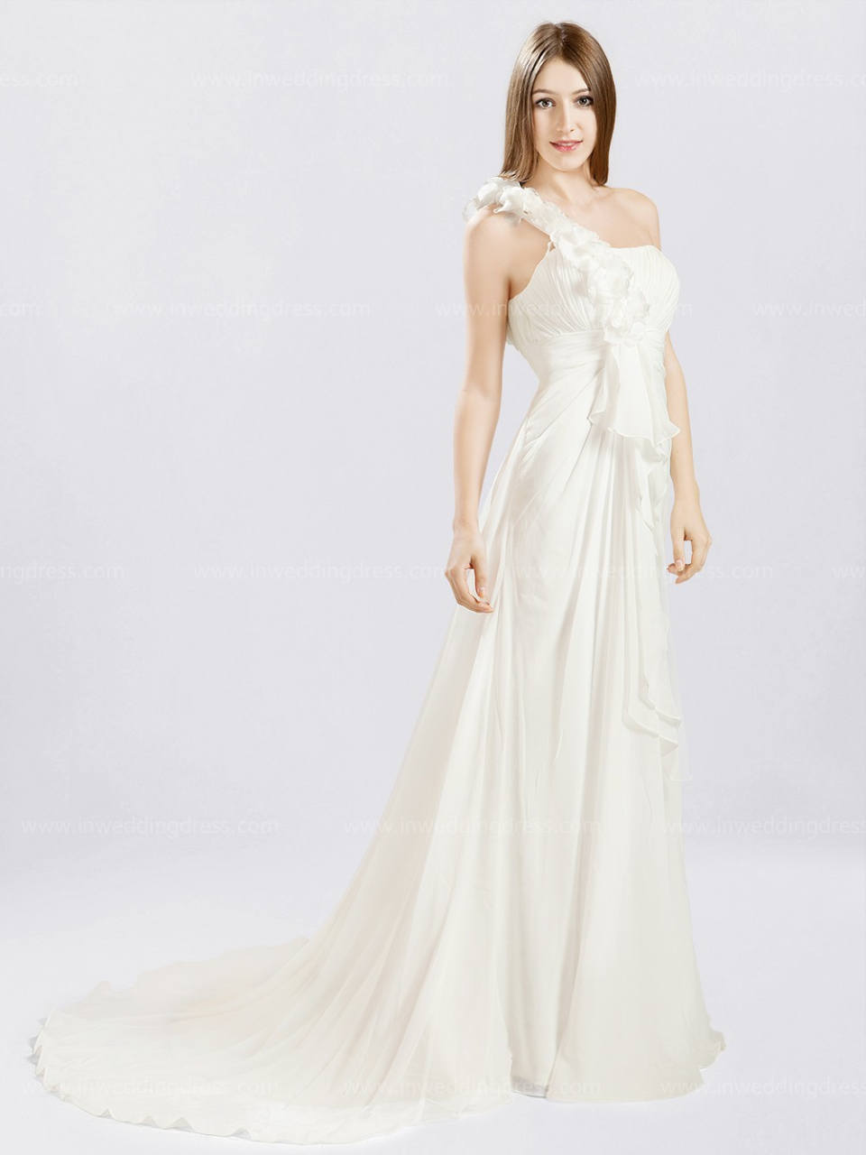 one shoulder wedding dress