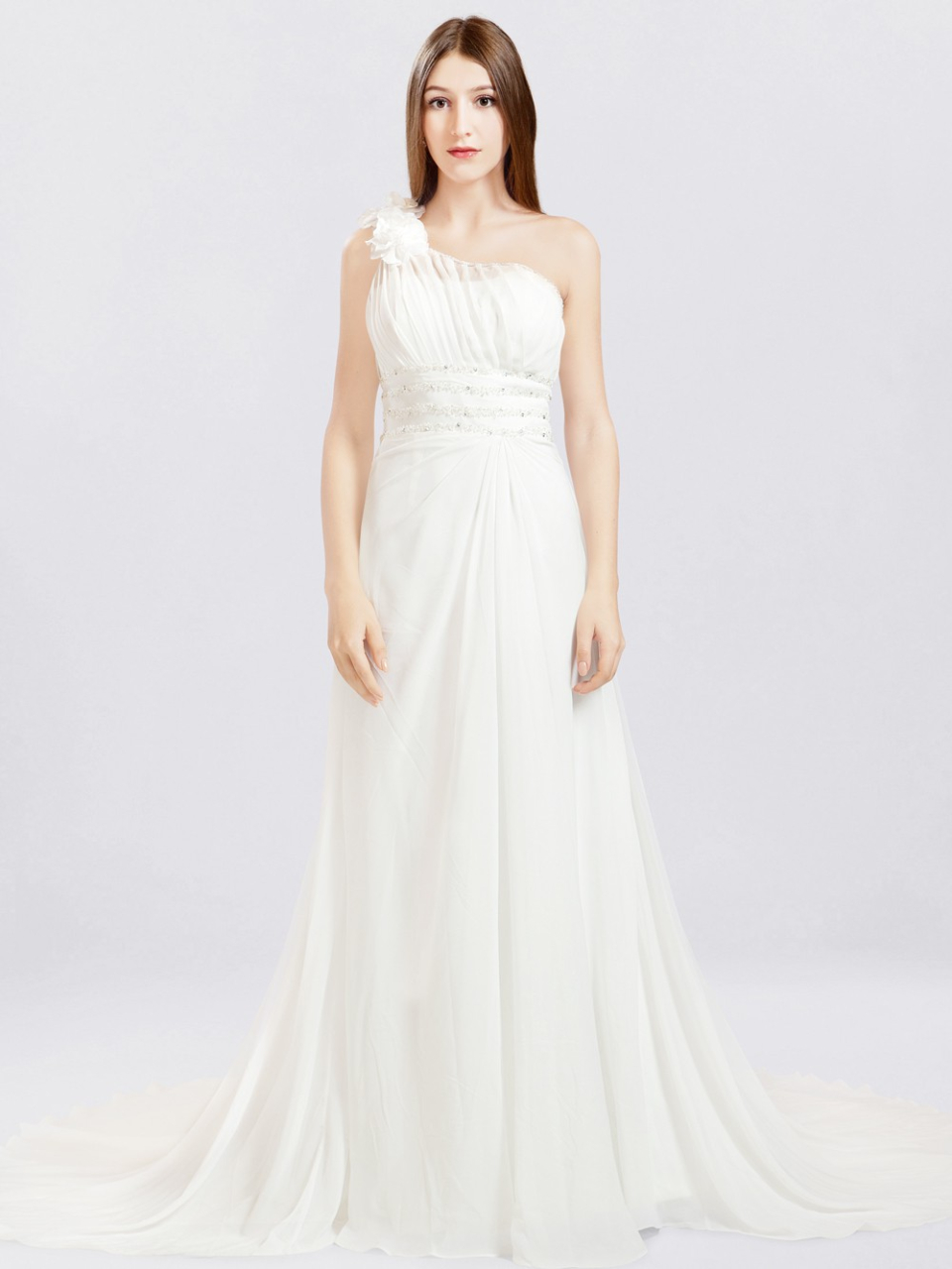 one shoulder wedding dress