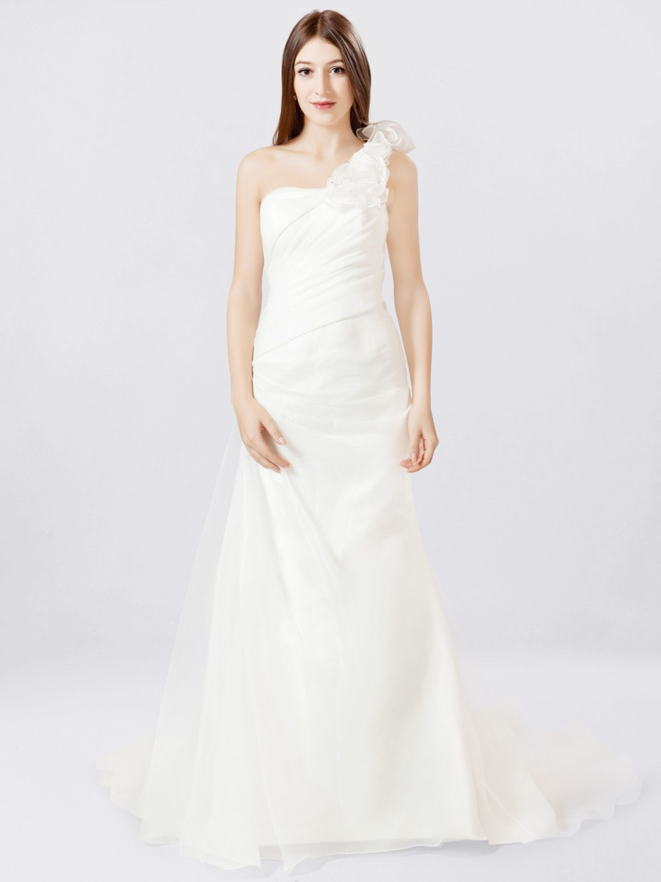 one shoulder wedding dress