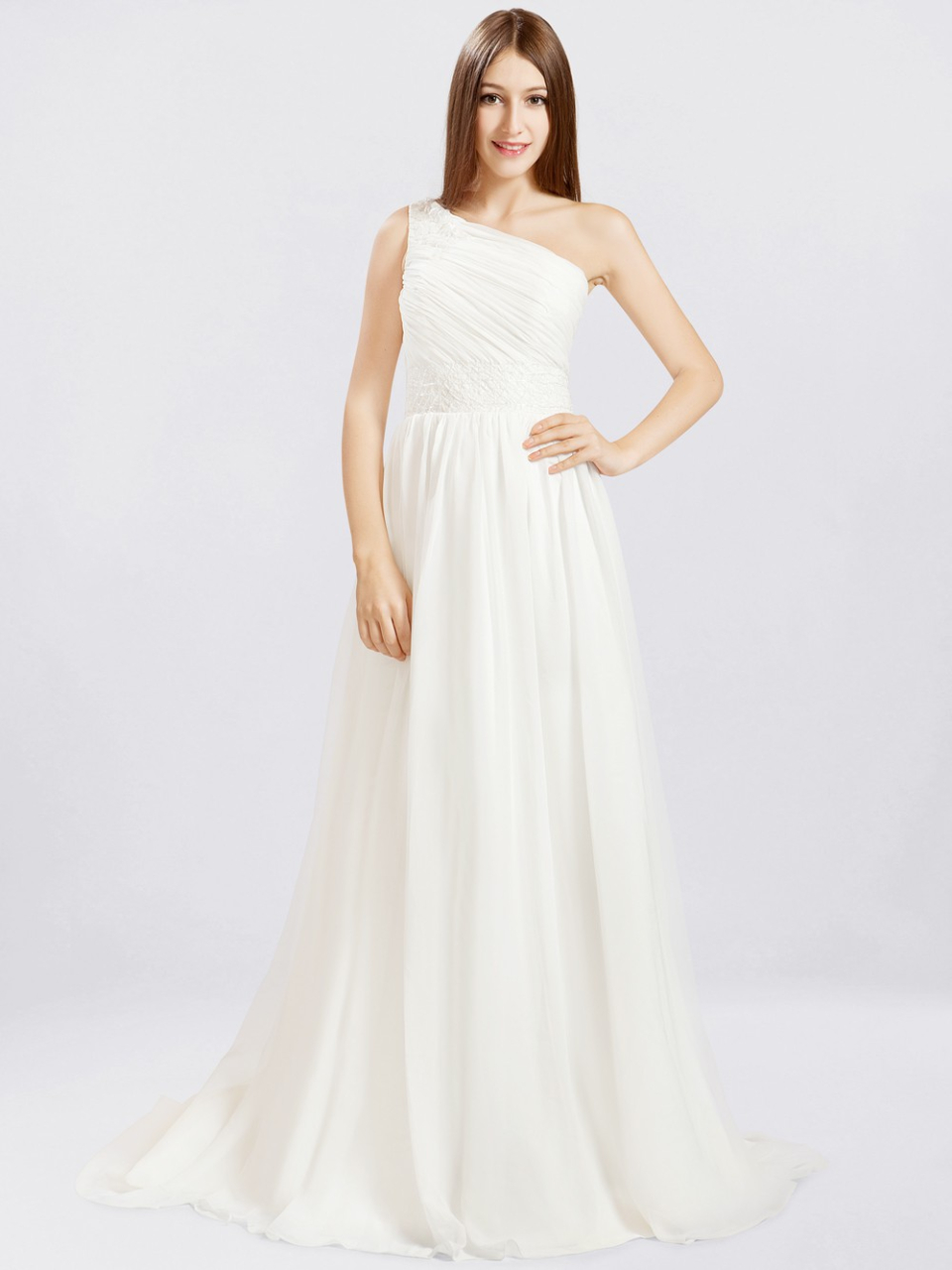 one shoulder wedding dress