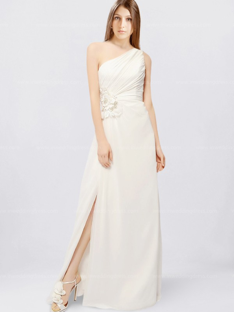 one shoulder wedding dress