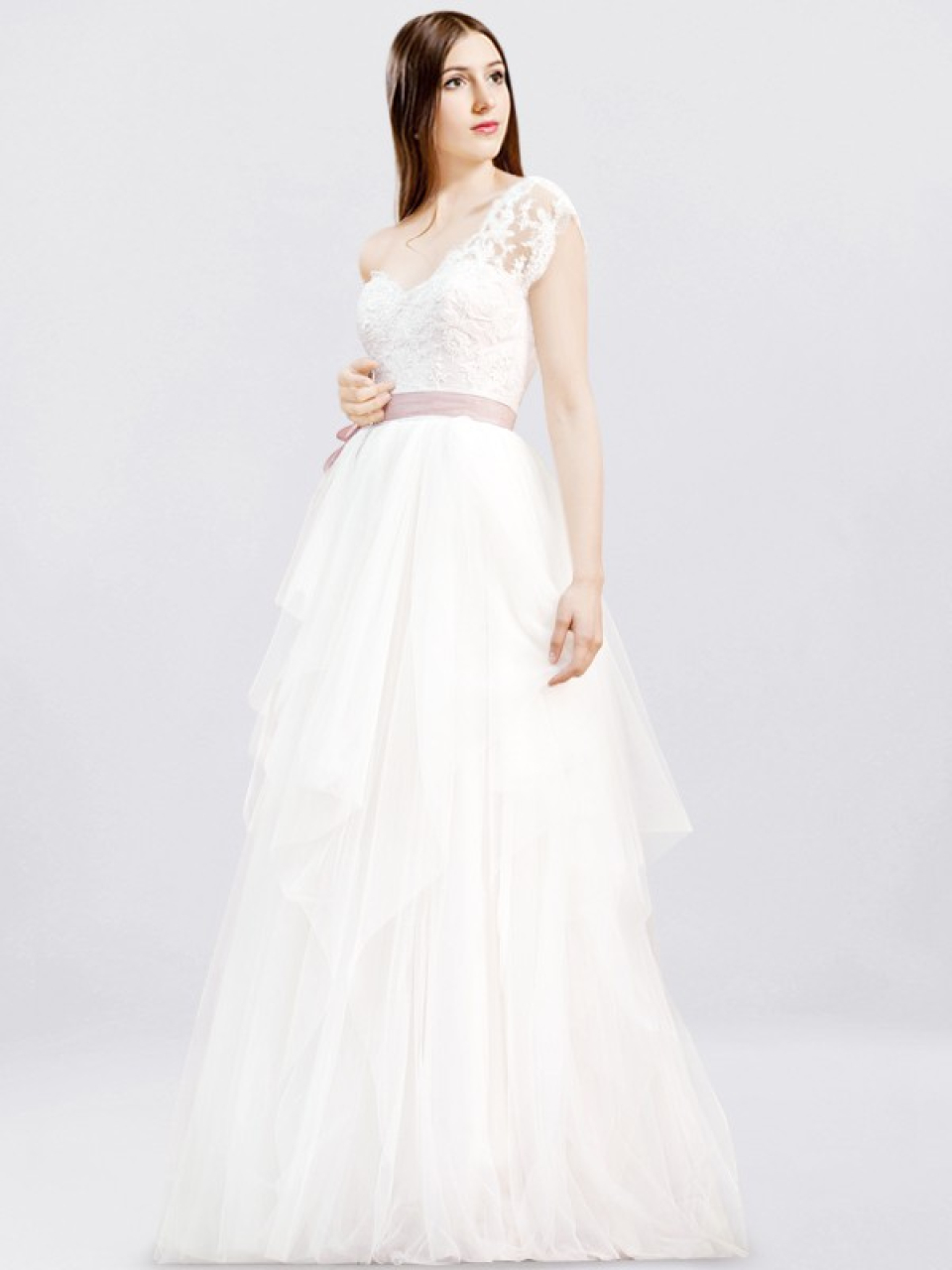 one-shoulder wedding dress