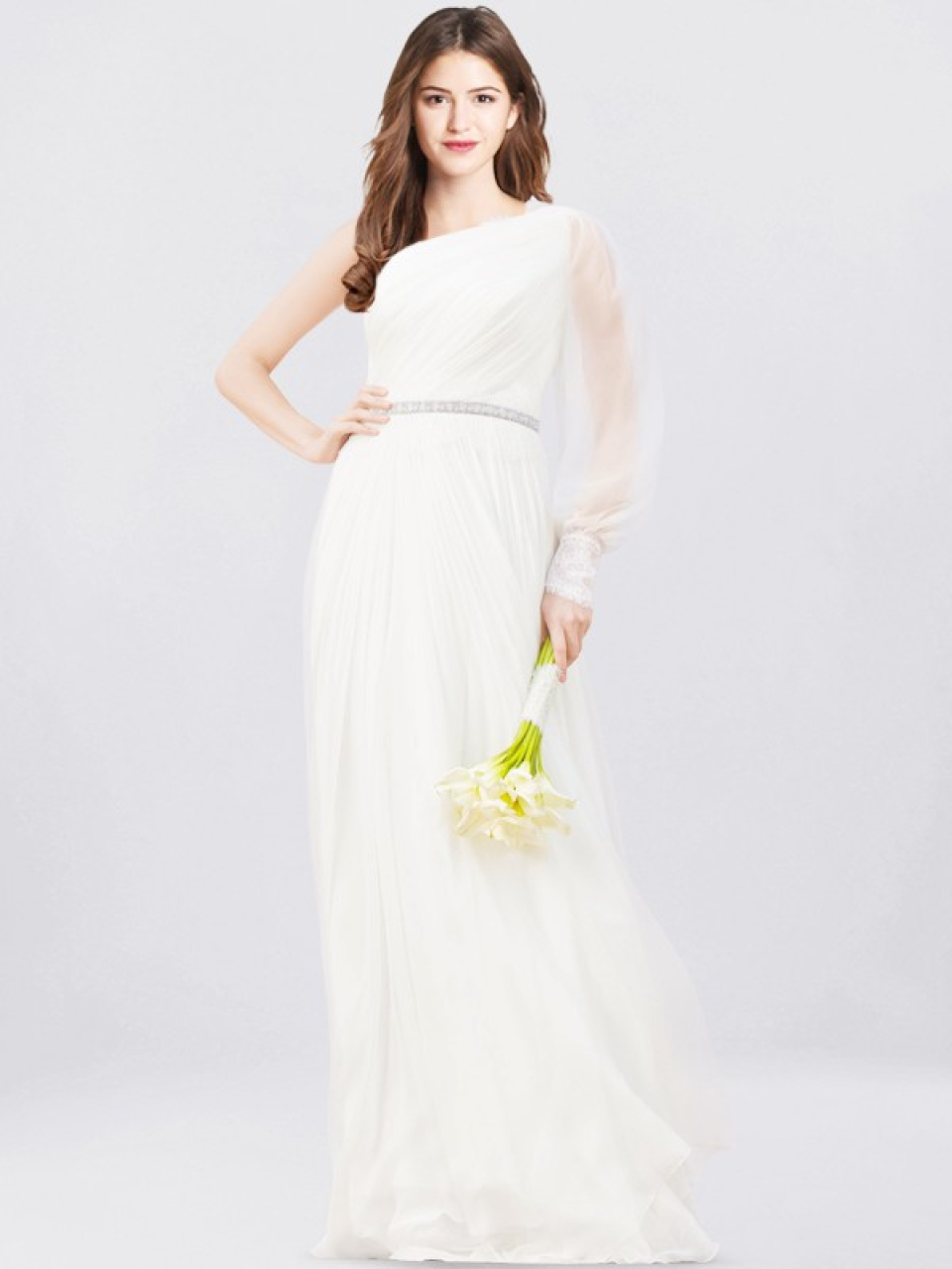 one shoulder wedding dress
