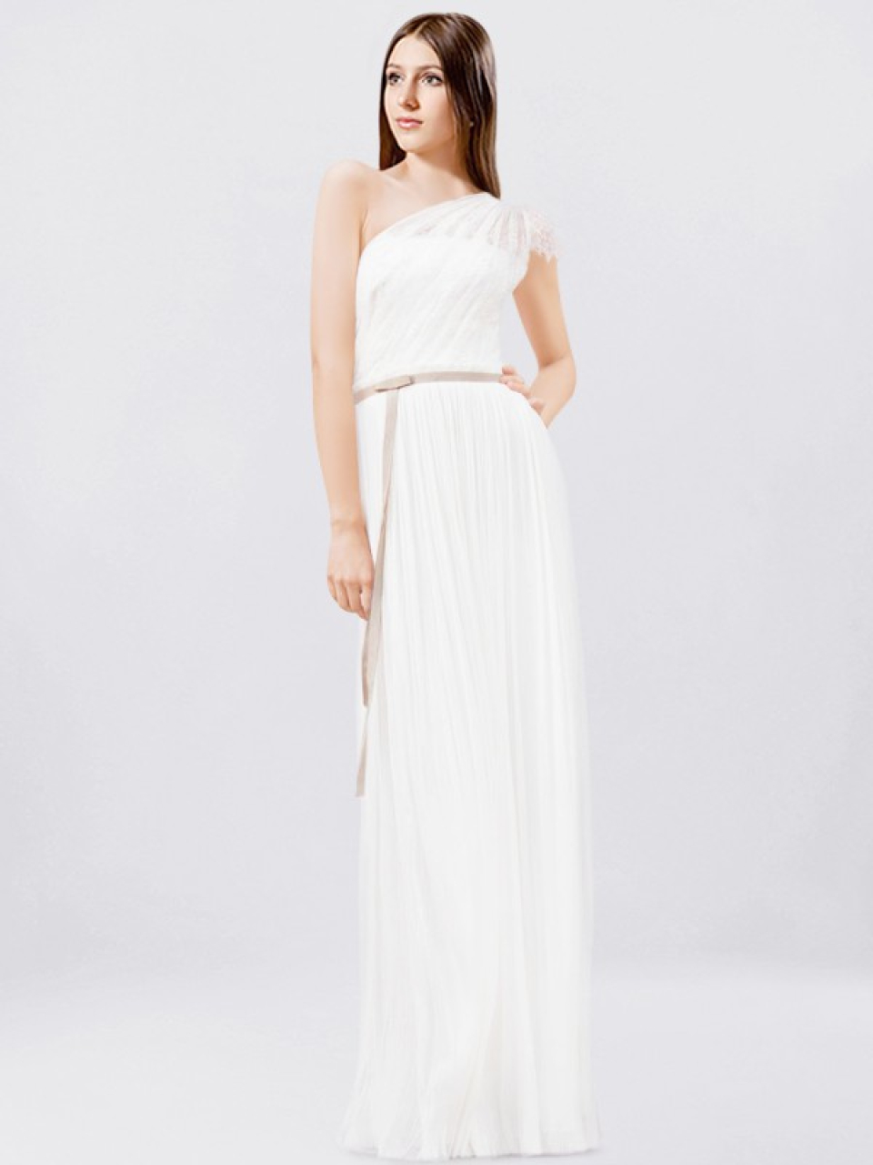 one shoulder wedding dress