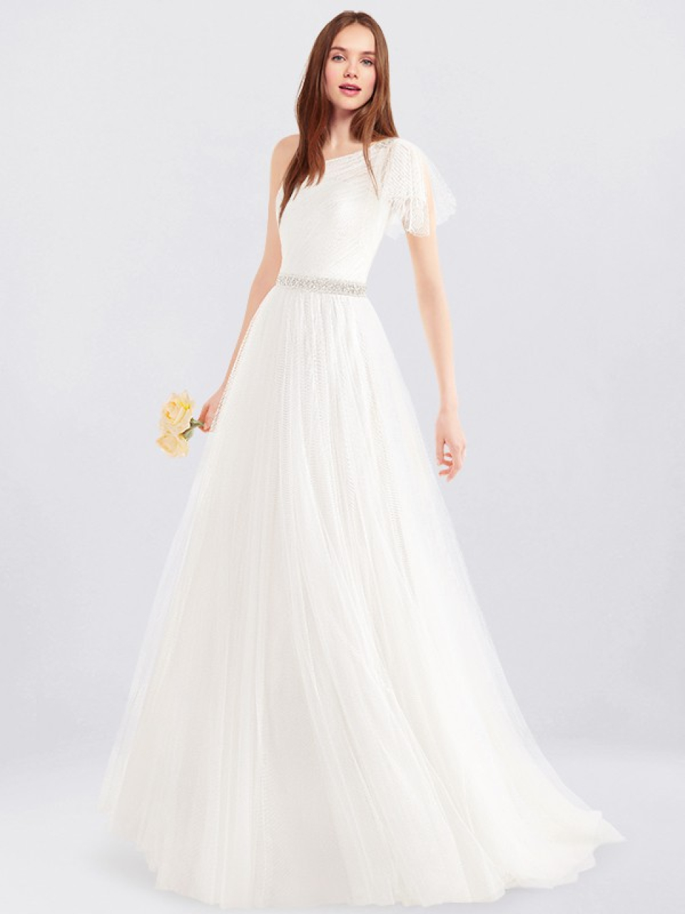 one shoulder wedding dress