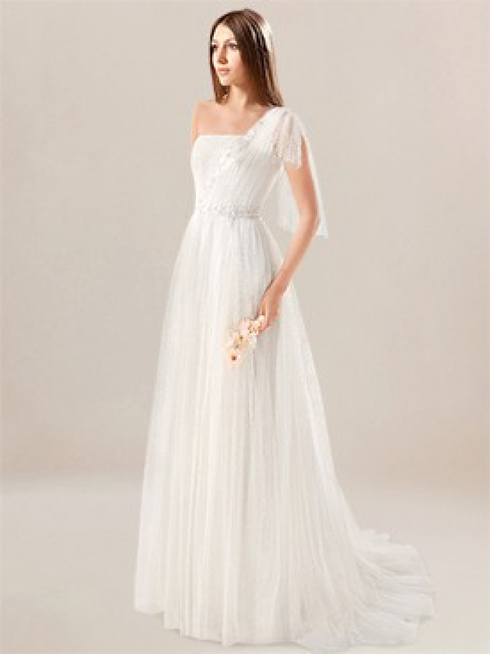 one shoulder wedding dress
