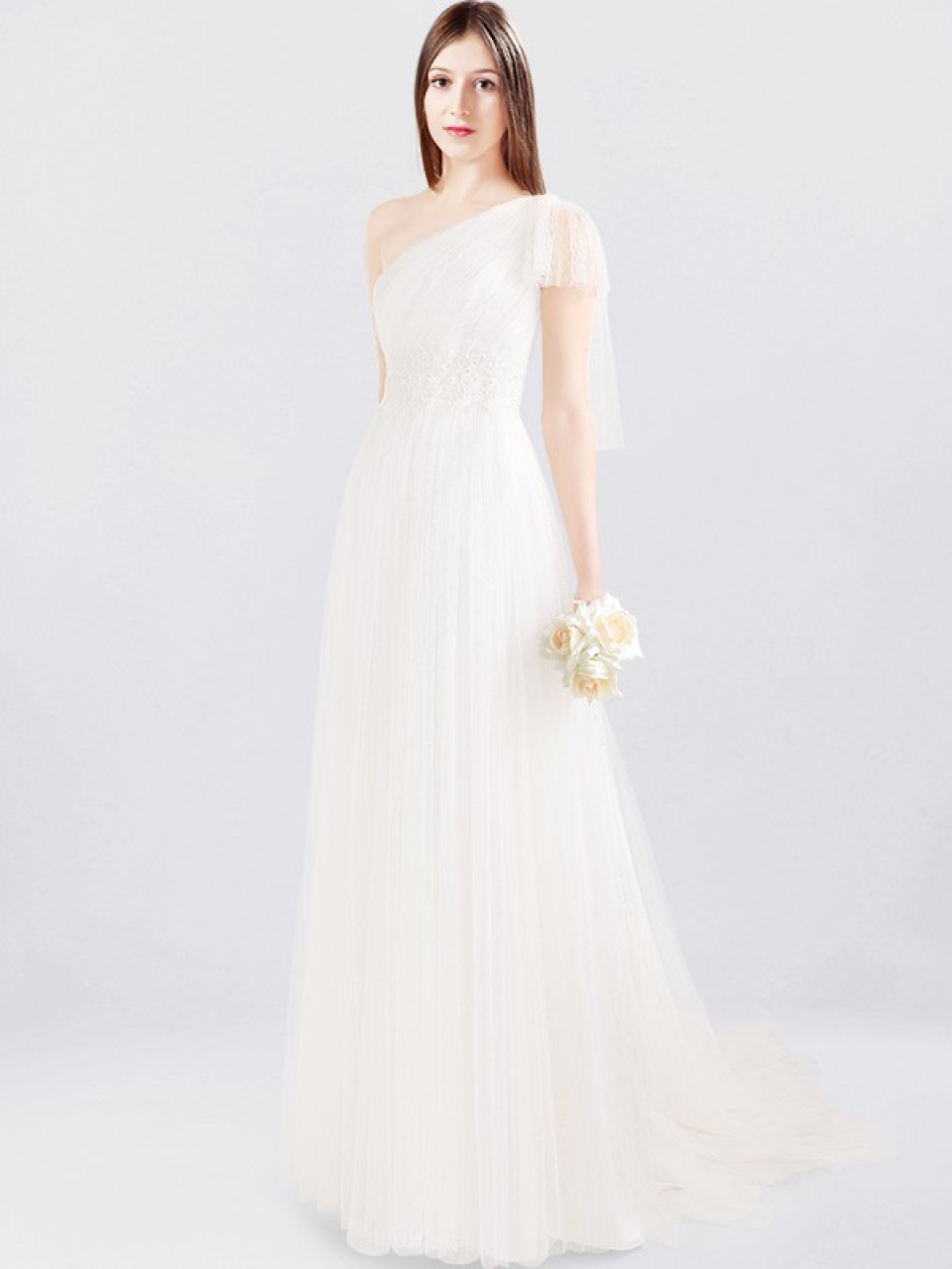 one shoulder wedding dress